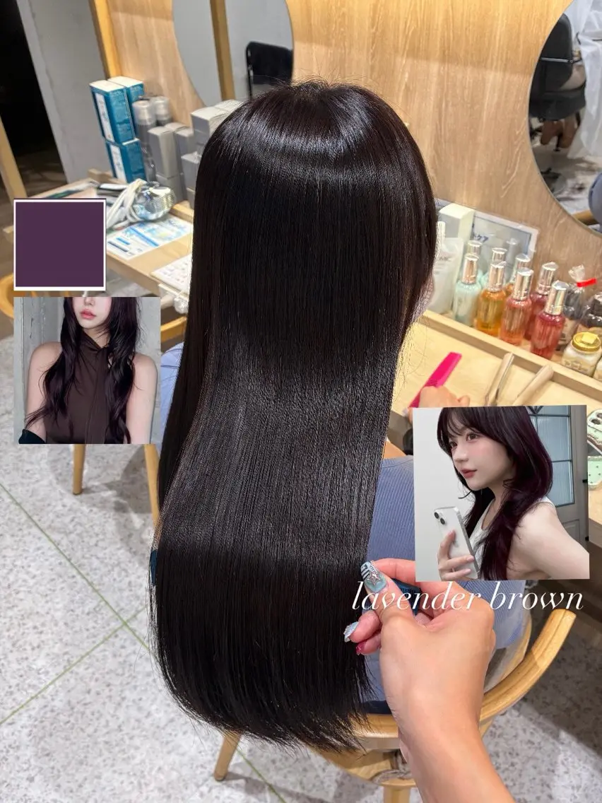 ロング カラー ブリーチ ブラウンカラー カシス ダブルカラー ラベンダーカラー ヘアカラー トリートメント 髪質改善&艶カラー/ ほんだあみ (♡)のヘアスタイル
