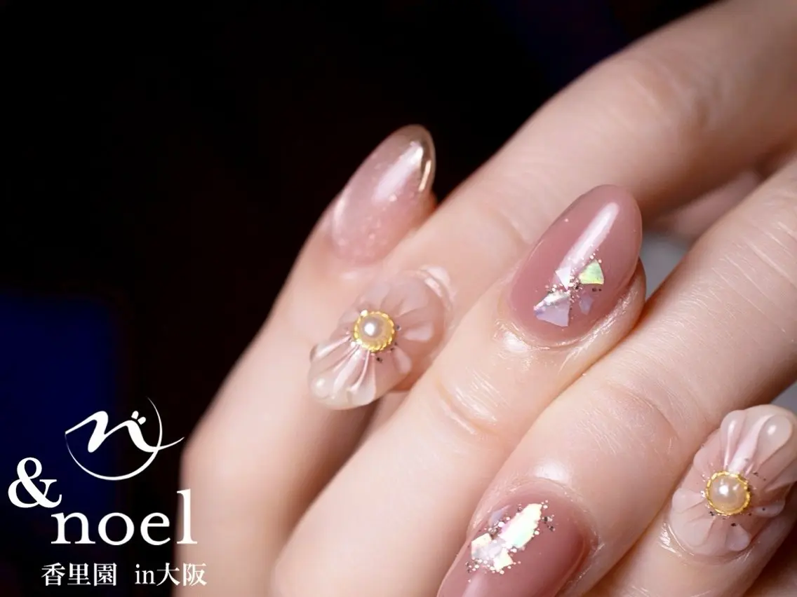 ネイル フラワーネイル ピンク ぷっくりネイル ハンドネイル Nailsalon &Noelのネイルデザイン