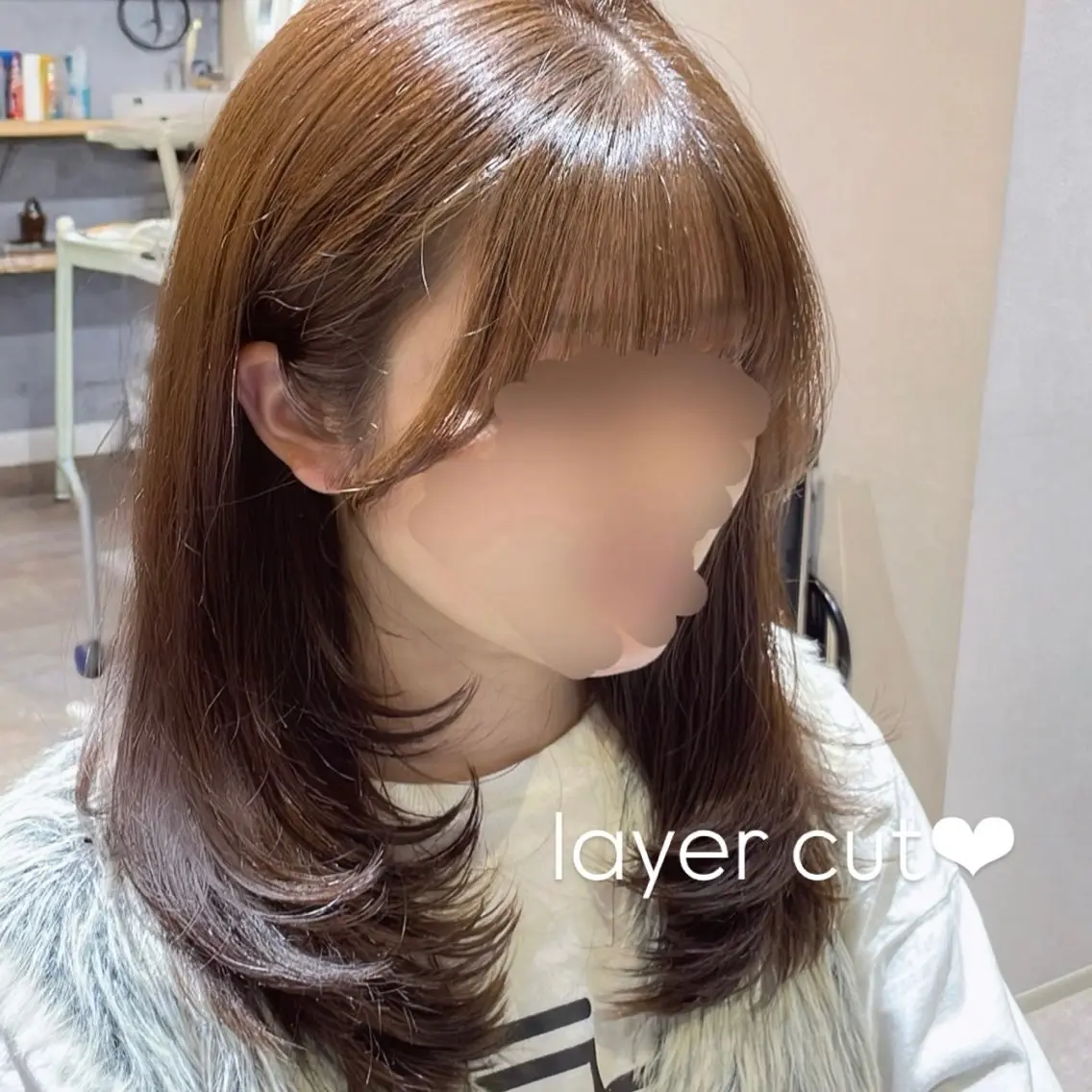 ミディアム レイヤーカット カット ヘアカラー トリートメント 顔周り/レイヤー🎀 natsumiのヘアスタイル