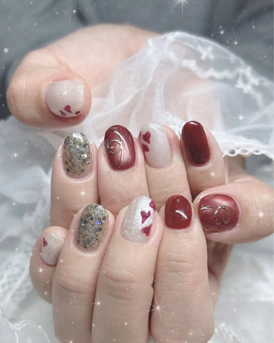 ネイル バレンタイン ハンドネイル Best Nail Yu🎀🫧のネイルデザイン