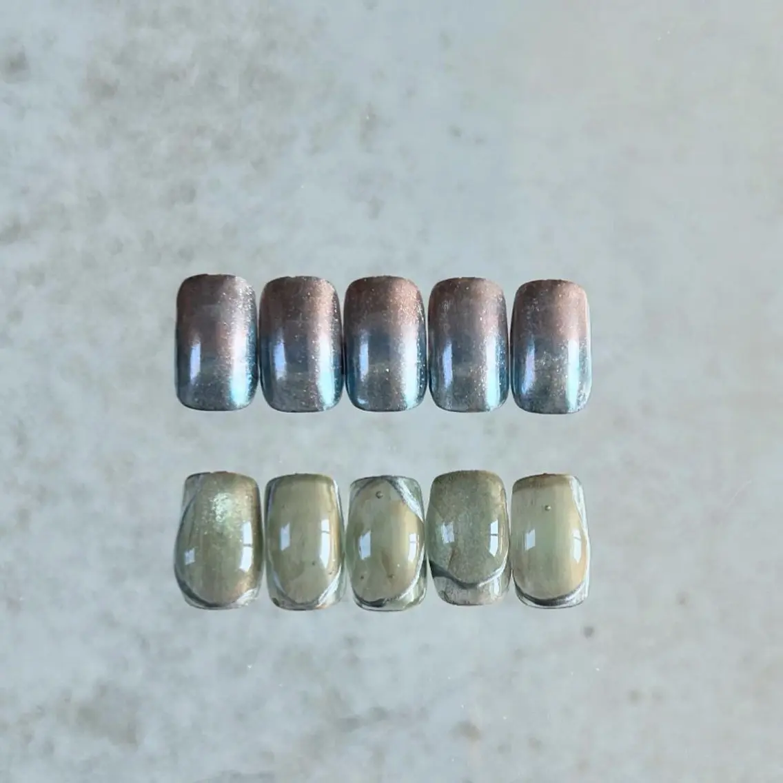 ネイル ブルー ブラウン カジュアル グラデーション 氷ネイル・うるうるネイル ハンドネイル ハンドケア lylynail YUUKAのネイルデザイン