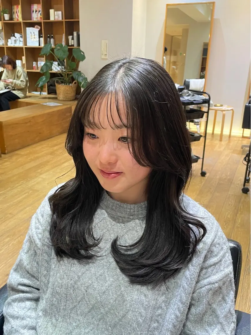 セミロング くびれヘア レイヤーカット カット トリートメント 縮毛矯正/レイヤー 🌙児玉光瑠のヘアスタイル