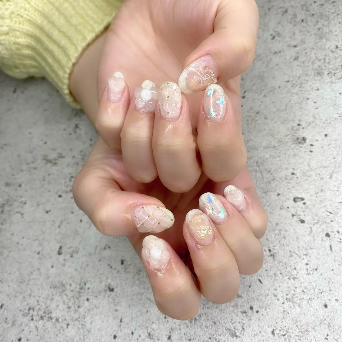 セミロング カラー パーマ ヘアアレンジ メンズ キッズ ネイル マツエク・マツパ アイブロウ ワンホンマツエク 入学式 卒業式のヘアスタイル 入学式 フラワーネイル ハンドネイル Salon Ｋのネイルデザイン