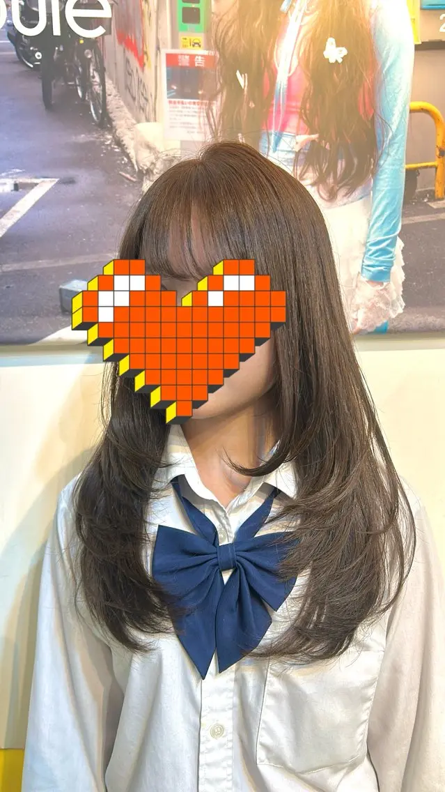ロング カット ヘアカラー ✂韓国レイヤー 🦋みやび🪽のヘアスタイル