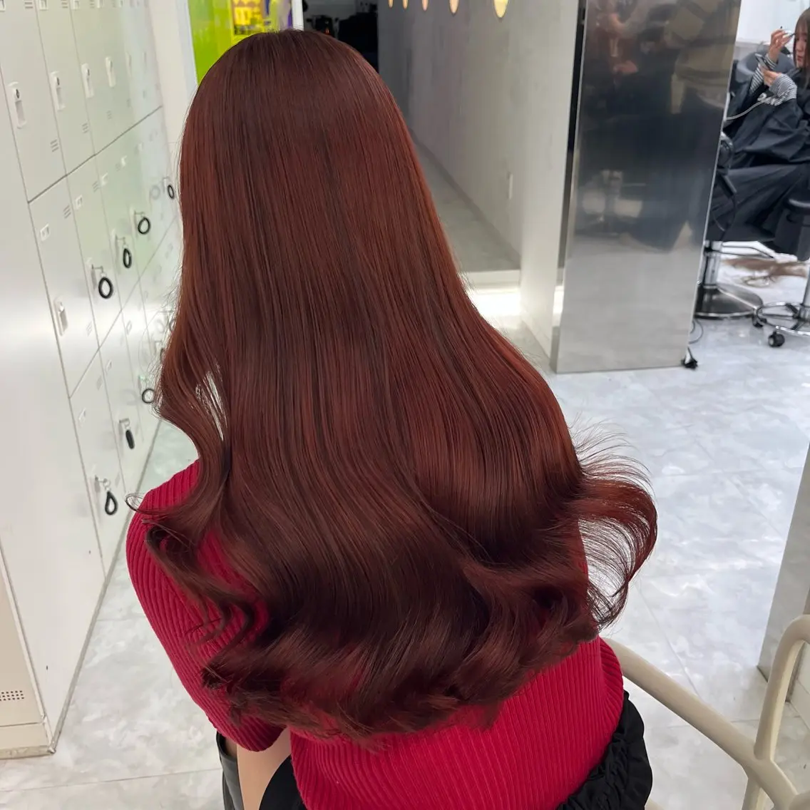 ロング ヘアカラー トリートメント ヘッドスパ ヘアセット 💗韓国暖色ヘア NO.1💗🪽のヘアスタイル