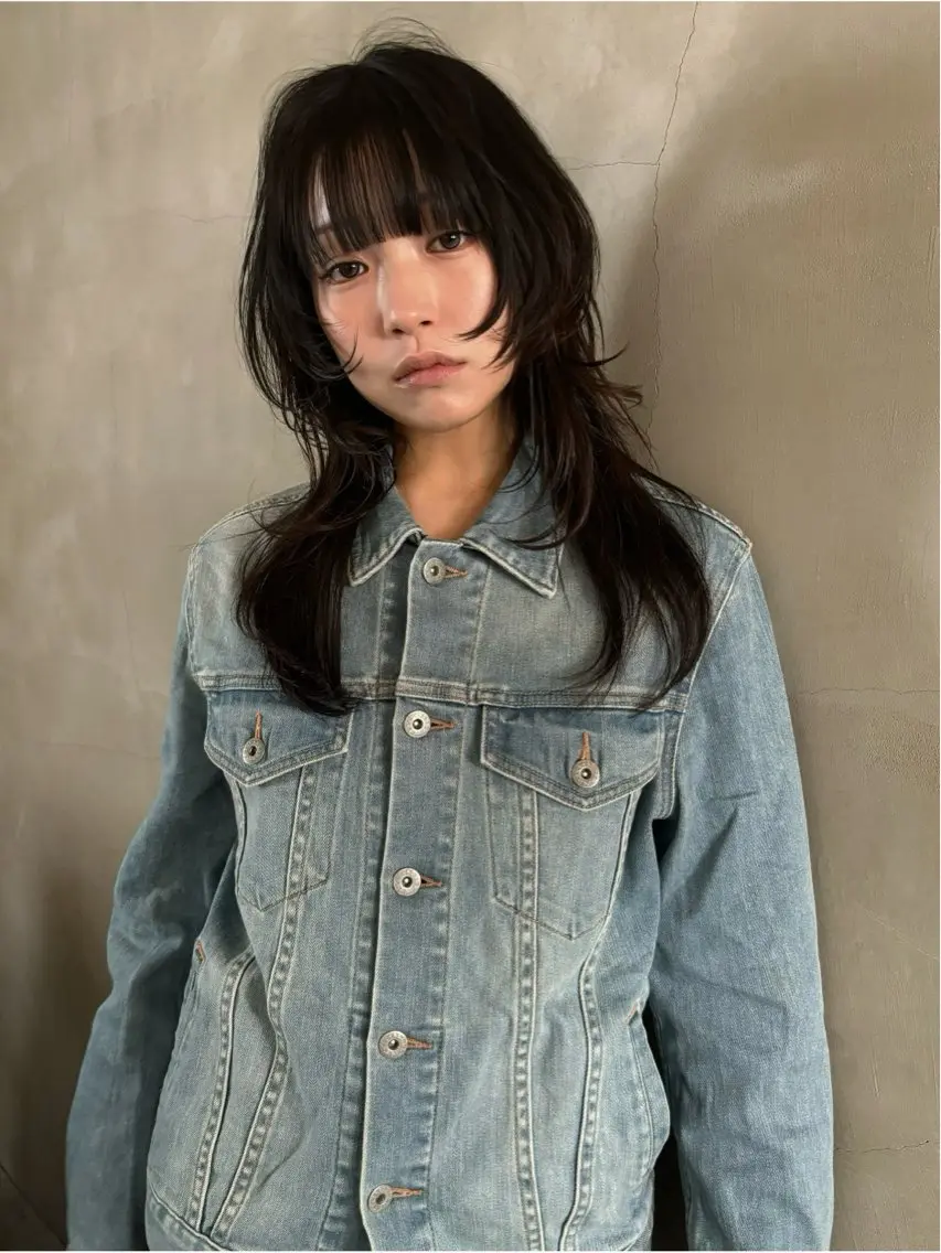 ミディアム カラー くびれヘア レイヤーカット カット ヘアカラー レイヤー/ボブ/ 艶カラー/林 蓮のヘアスタイル