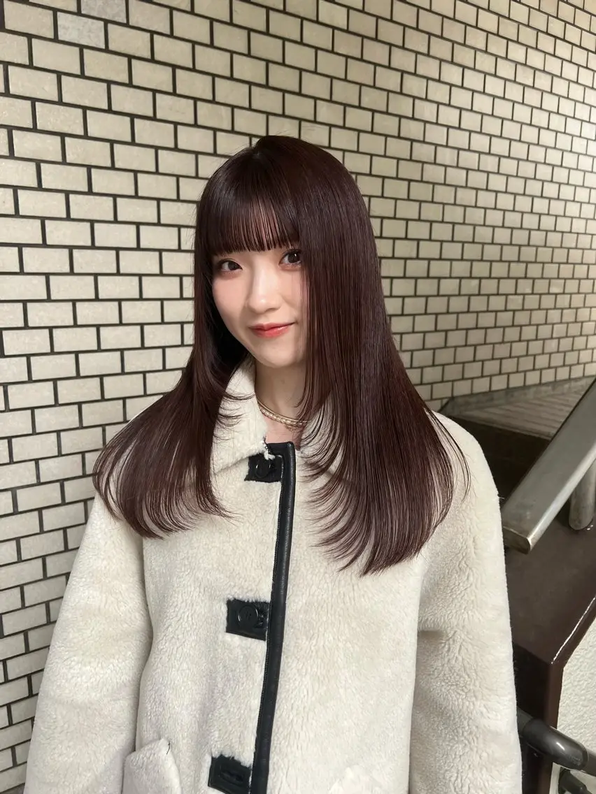 ロング 顔まわりレイヤー 顔周りカット レイヤーカット まろやか透明感カラー ♡MANAのヘアスタイル
