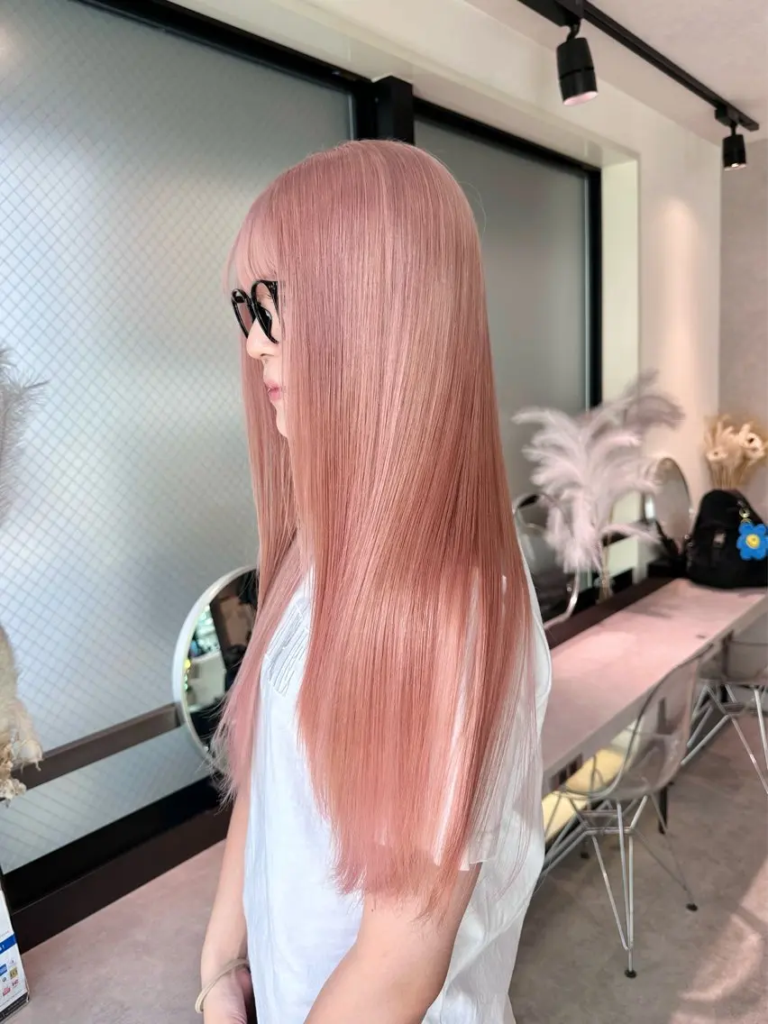 ロング ヘアカラー ミルクティー/韓国ヘ アHaruka🎀のヘアスタイル