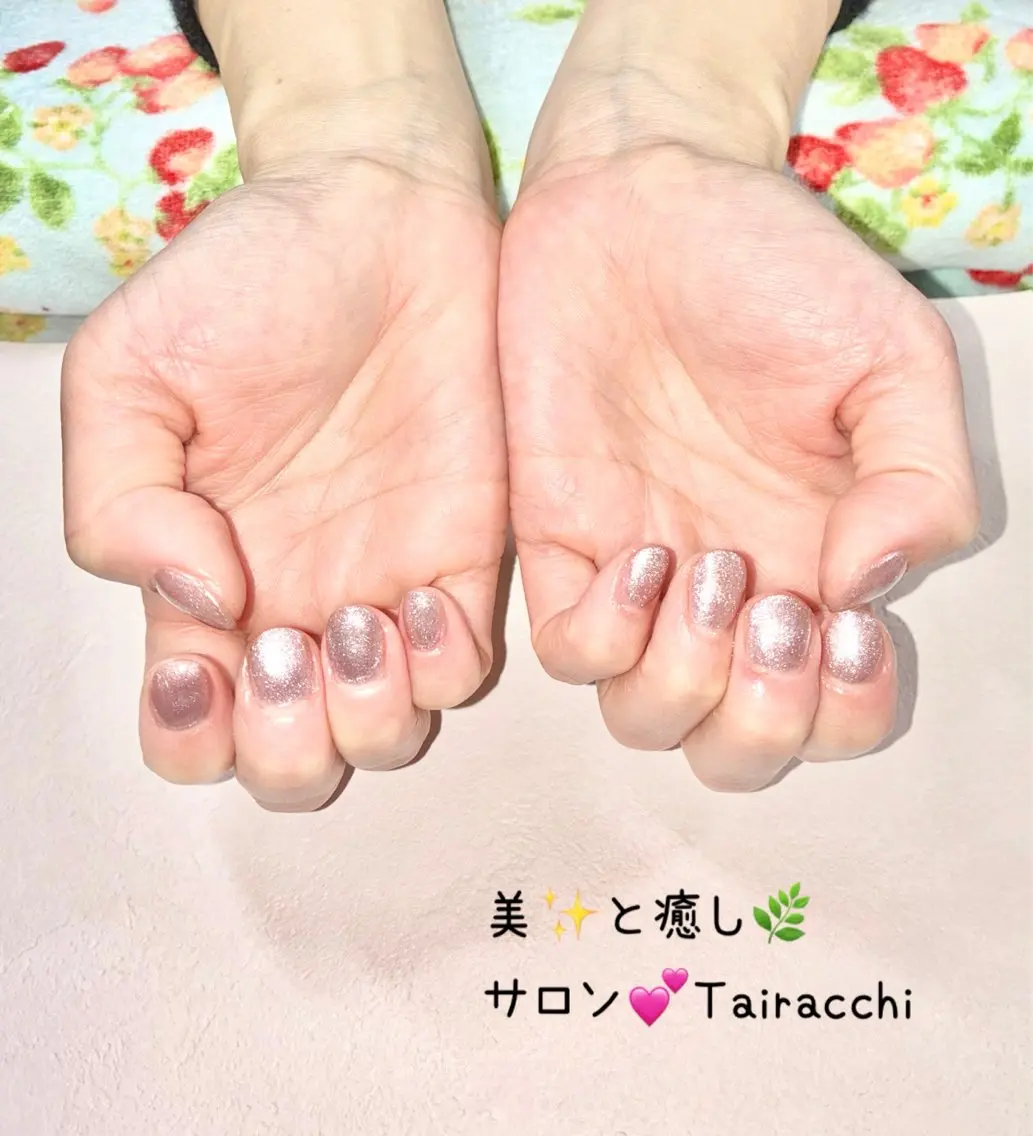 ネイル キラキラネイル ラメ(グリッター) マグネットネイル ピンク 春ネイル ハンドネイル Tairacchi タイラッチのネイルデザイン