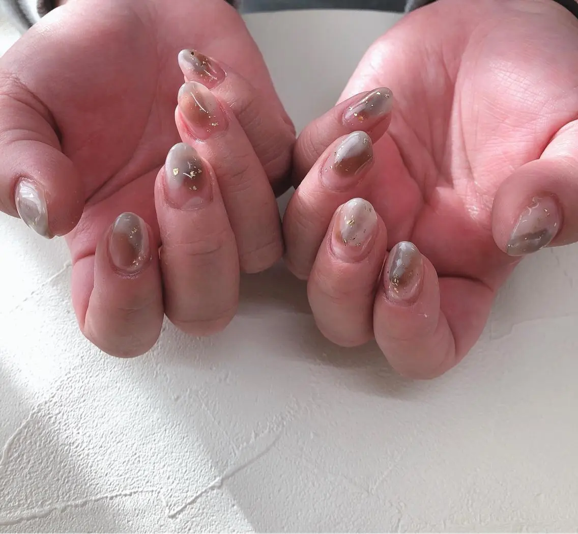 ネイル ブラウン ニュアンスネイル シンプルネイル nails 🎀meのネイルデザイン