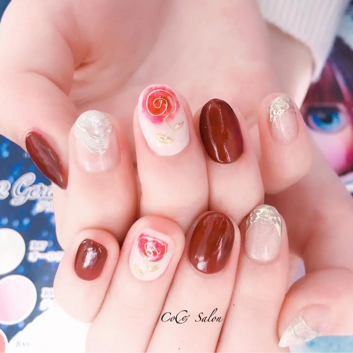 ネイル ボルドー マグネットネイル ミラーネイル バレンタイン CoCoSalon ネイル/まつ毛予約のネイルデザイン