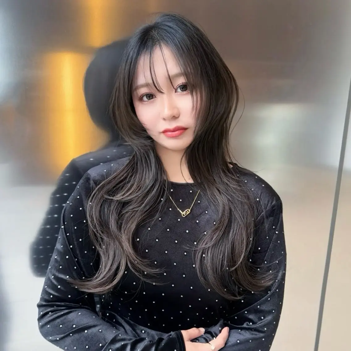 ロング ロングレイヤー 韓国風ヘア レイヤーカット ロング カット パーマ 縮毛矯正 本場の韓国ヘア 🇰🇷 中尾 崇人のヘアスタイル