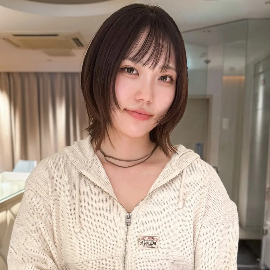 ショート ボブレイヤー ボブ 顔まわりレイヤー レイヤーカット モデル募集/山田蓮/ レイヤーボブのヘアスタイル
