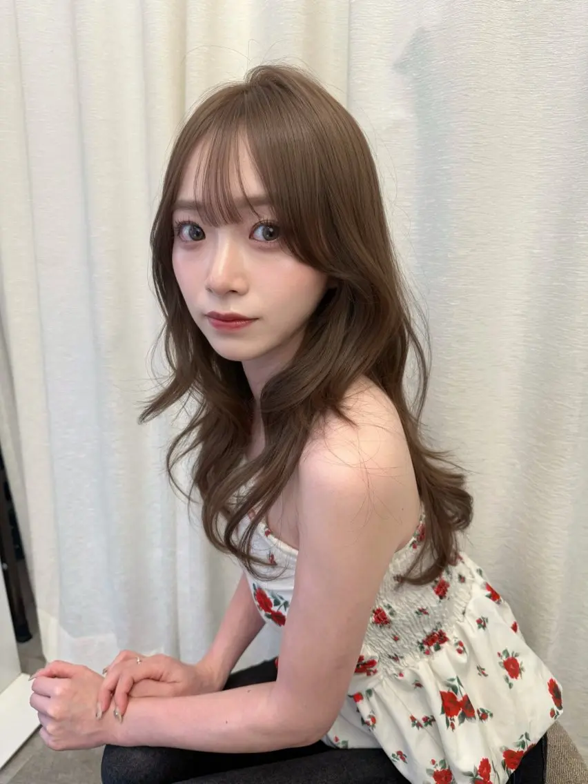 ロング 韓国風カラー 顔周りカット 韓国風ヘア レイヤーカット カット ヘアカラー 北橋 流空のヘアスタイル