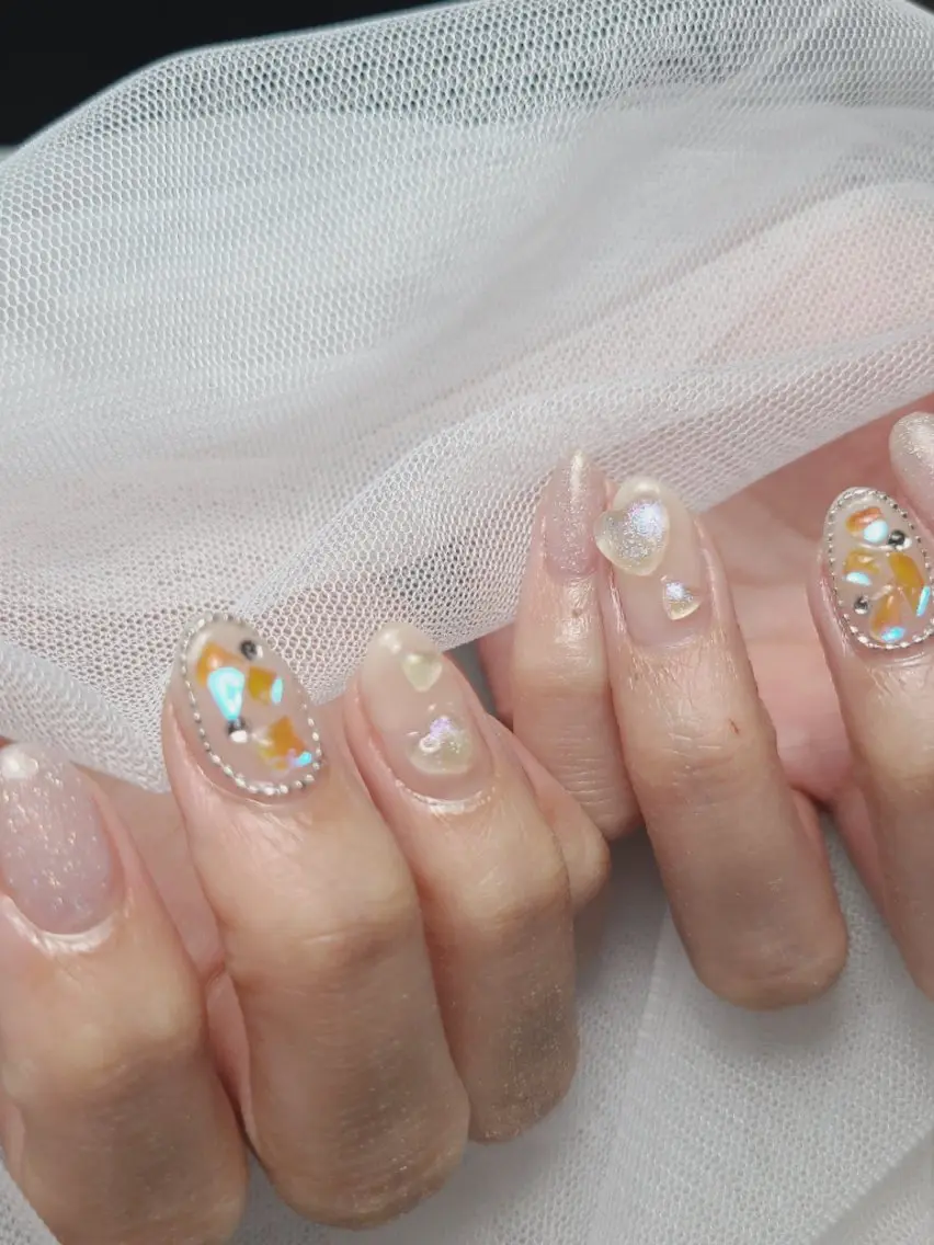 ネイル ジェルネイル 氷ネイル・うるうるネイル キラキラネイル 韓国ネイル ラメ(グリッター) Nailroom3  古屋のネイルデザイン