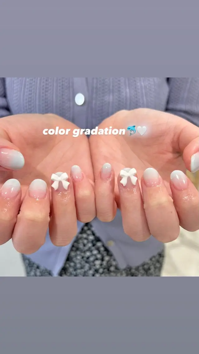 ネイル リボン ハンドネイル 🎀チーク/ちゅるん 🫧chisa🎀のネイルデザイン