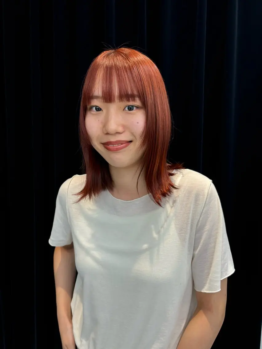 ミディアム カラー ヘアアレンジ オレンジ ヘアカラー トリートメント 夕羽夢🍓矢場/ JILLSTUDIOのヘアスタイル