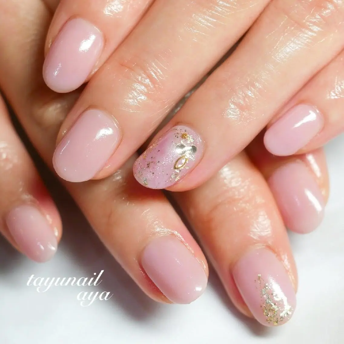 ネイル ブルー ジェルネイル ラメ(グリッター) パラジェル ピンク ネイルサロン 【たゆnail】のネイルデザイン