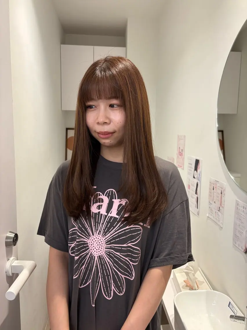 ロング カラー ブラウンカラー トリートメント カット ヘアカラー トリートメント 透明感カラー🫧 nanohaのヘアスタイル