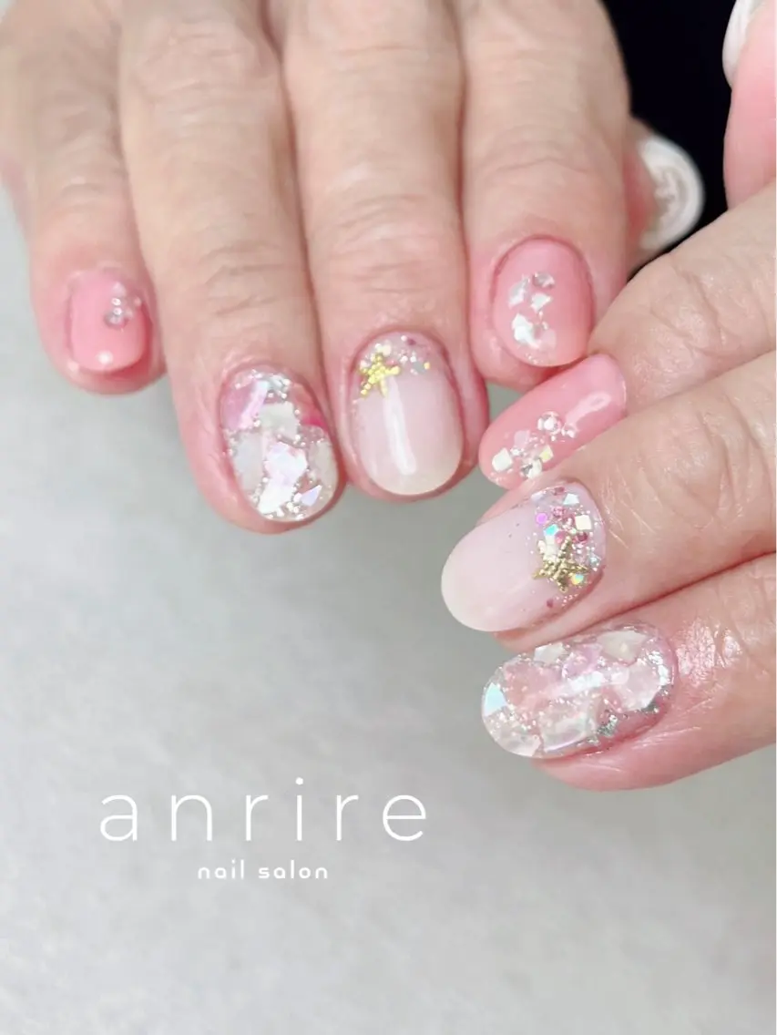 ネイル フラッシュネイル ジェルネイル キラキラネイル ラメ(グリッター) パラジェル nailsalon anrireのネイルデザイン