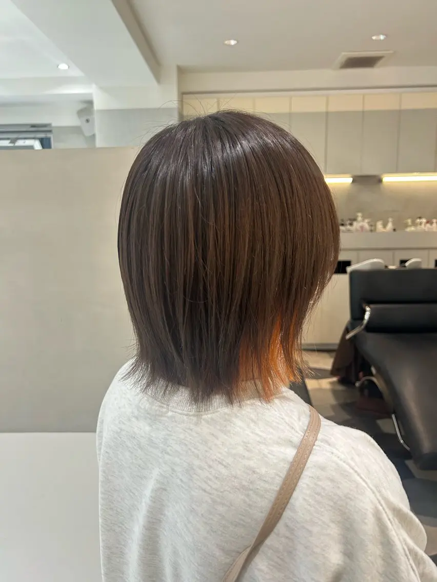 ショート オレンジブラウン ヘアカラー トリートメント ヘアセット ナチュラル/韓国💎 haruka 💎のヘアスタイル