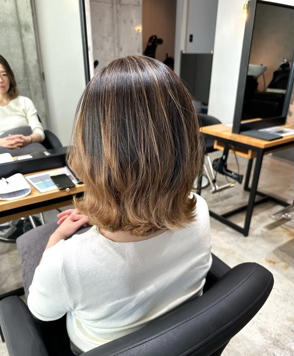 ミディアム カラー カット ヘアカラー トリートメント ✨髪質改善/ハイトー ン/艶髪高山のヘアスタイル