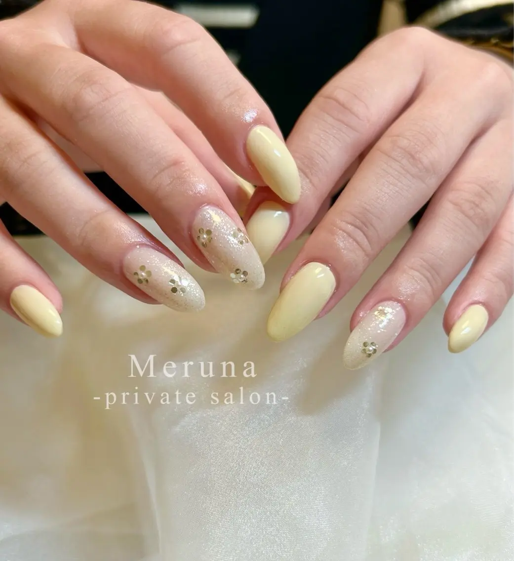 ネイル フラワーネイル 春ネイル ハンドネイル Meruna .ﾒﾙｰﾅ.のネイルデザイン