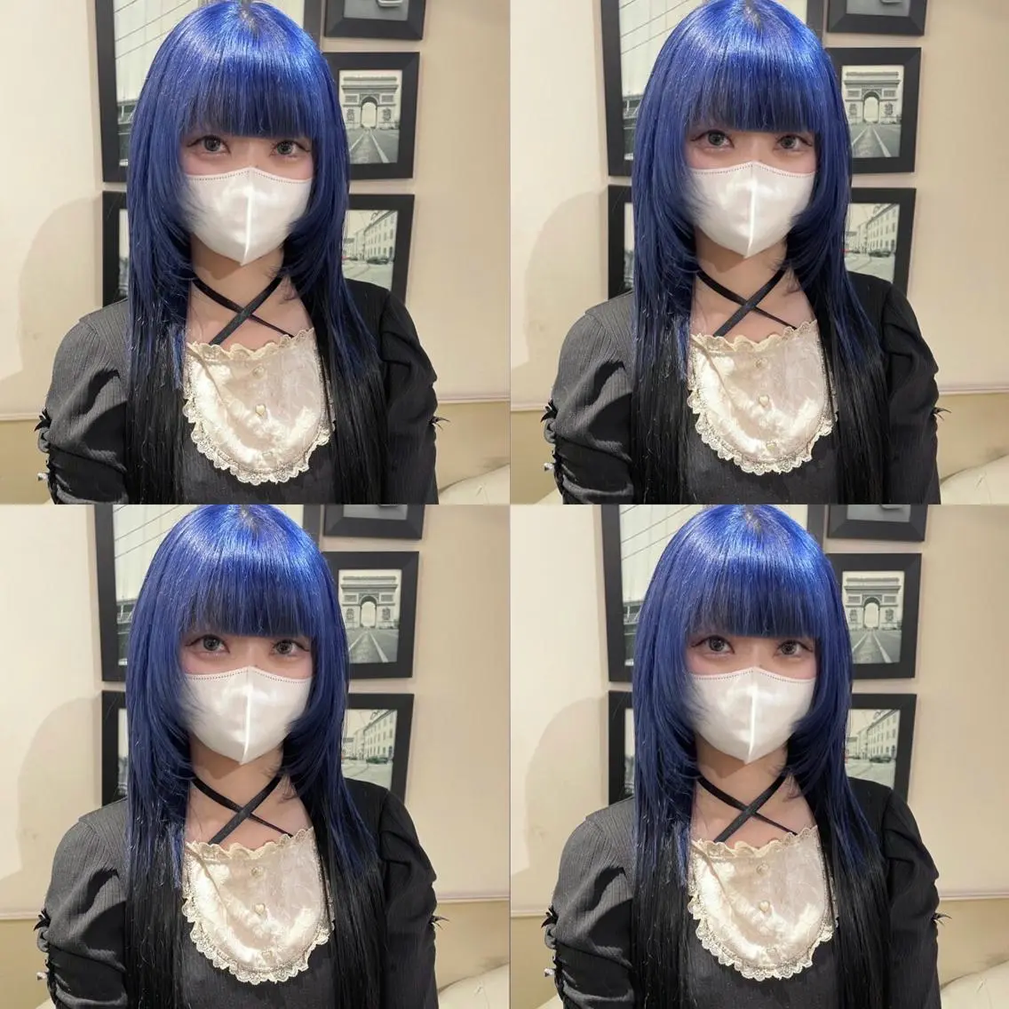ロング カラー シールエクステ 黒髪 ブルーカラー ダブルカラー エクステ 🌟トップデザイナー 高橋🌟のヘアスタイル