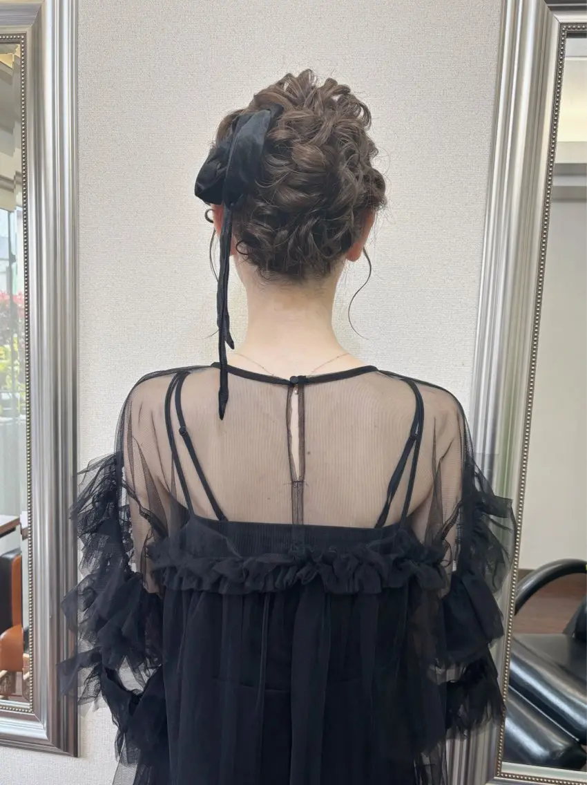 セミロング カラー パーマ ヘアアレンジ 結婚式・ブライダル ヘアセット yukimi .のヘアスタイル