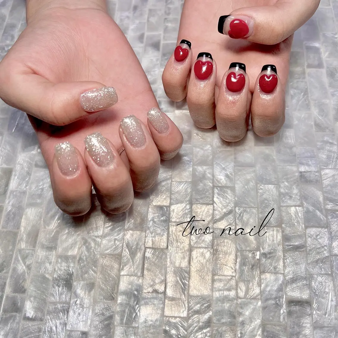ネイル アートネイル フットネイル ハート ニュアンスネイル オフィスネイル two nailのネイルデザイン