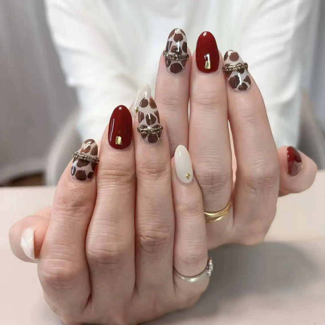 ネイル アニマル柄 べっ甲ネイル ブラウン ジェルネイル ハロウィン Rika  nail cocoのネイルデザイン