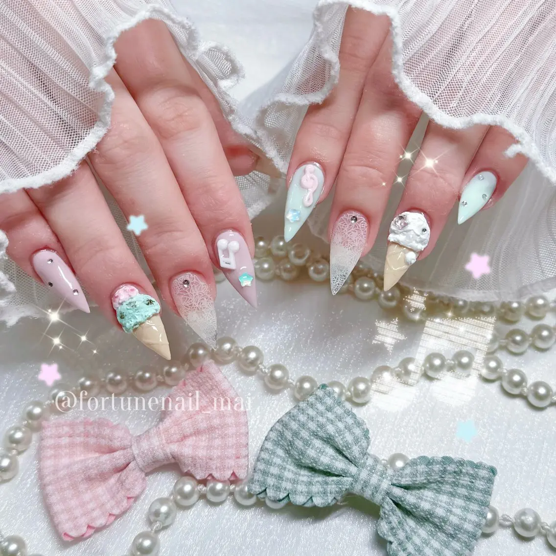 ネイル 氷ネイル・うるうるネイル ハンドネイル 🎀Mai 🎀✩.のネイルデザイン