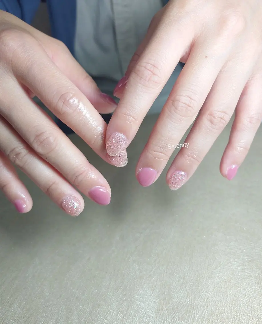 ネイル ラメ(グリッター) ワンカラーネイル ピンク nail  serenityのネイルデザイン