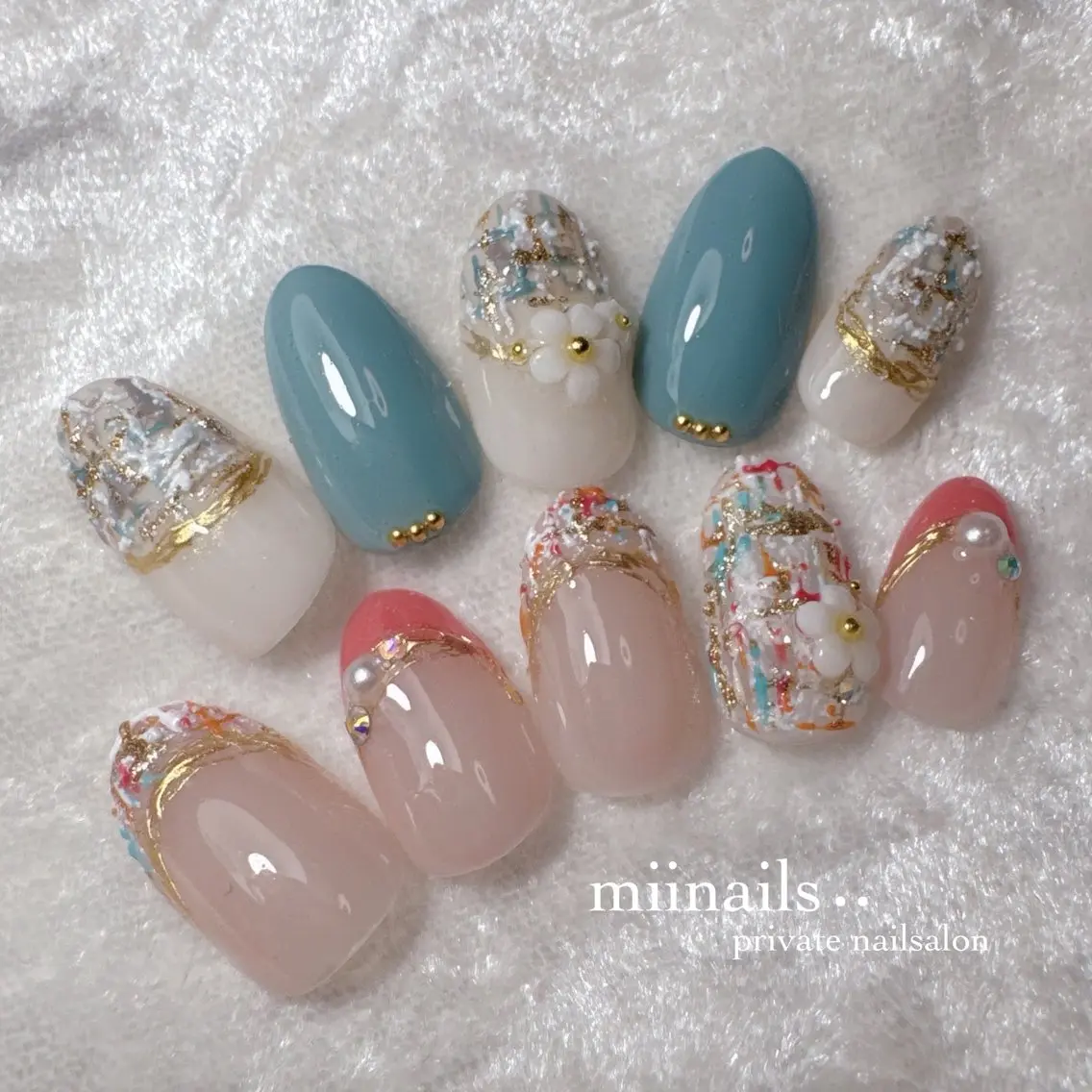 ネイル 韓国ネイル マグネットネイル ワンホンネイル ハンドネイル nailsalon miinailsのネイルデザイン