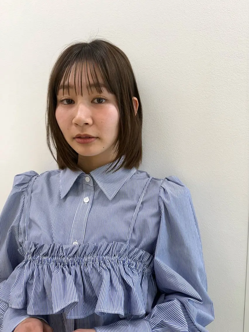 ミディアム ボブ くびれヘア ハイライト 髪質改善 韓国風ヘア カット ヘアカラー トリートメント 髪質改善/韓国/ ヘアセット/夏美のヘアスタイル