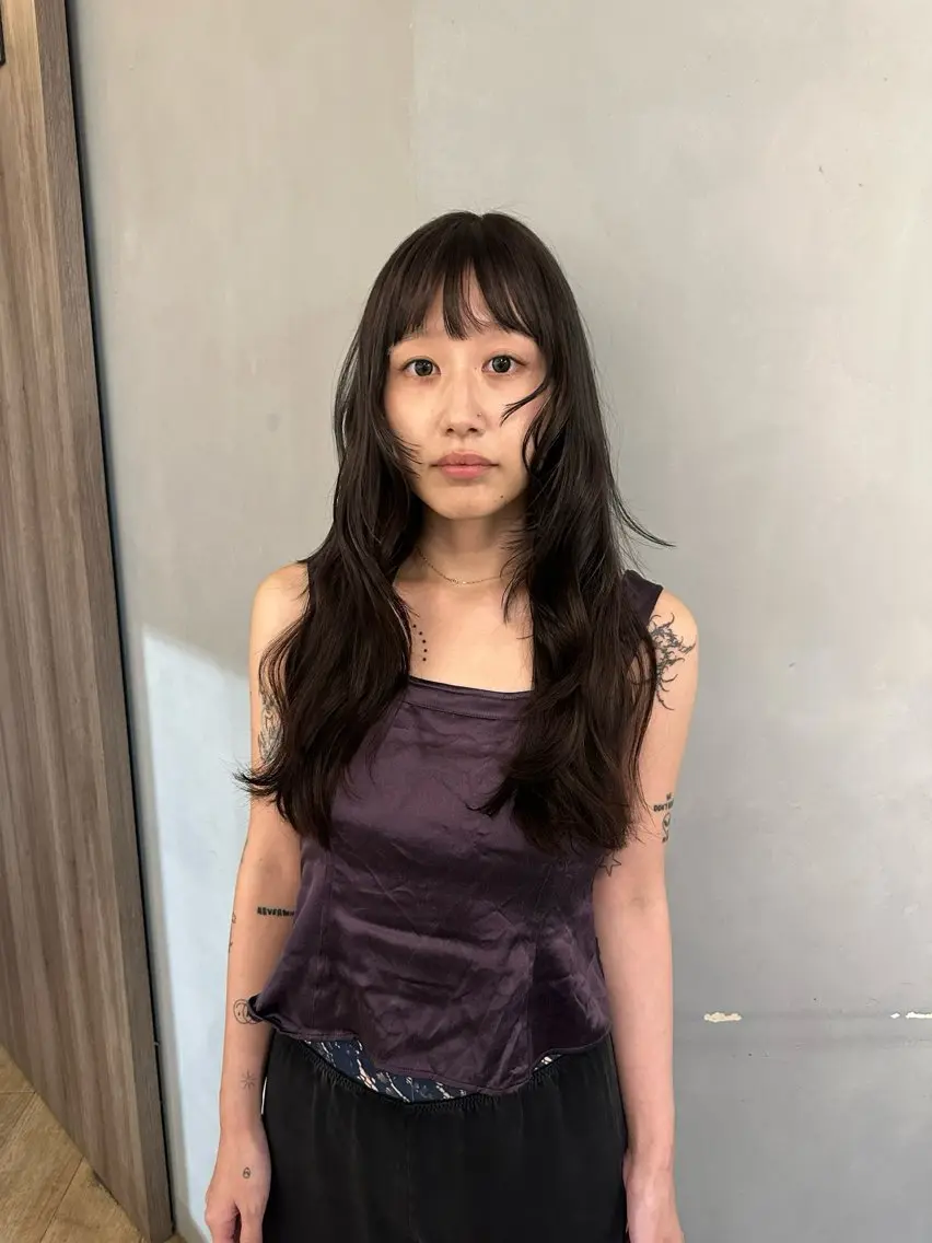 ロング カラー カット ヘアカラー エクステ 美髪・シールエクステ ホソタニリョウコのヘアスタイル