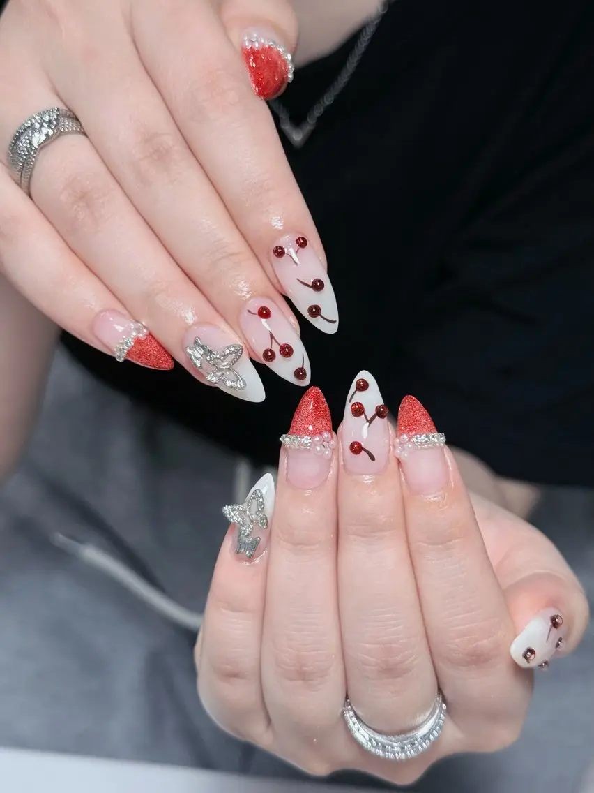 ネイル ボルドー チークネイル 長さ出し フレンチネイル ジェルネイル ハンドネイル VANI Belle Nailのネイルデザイン