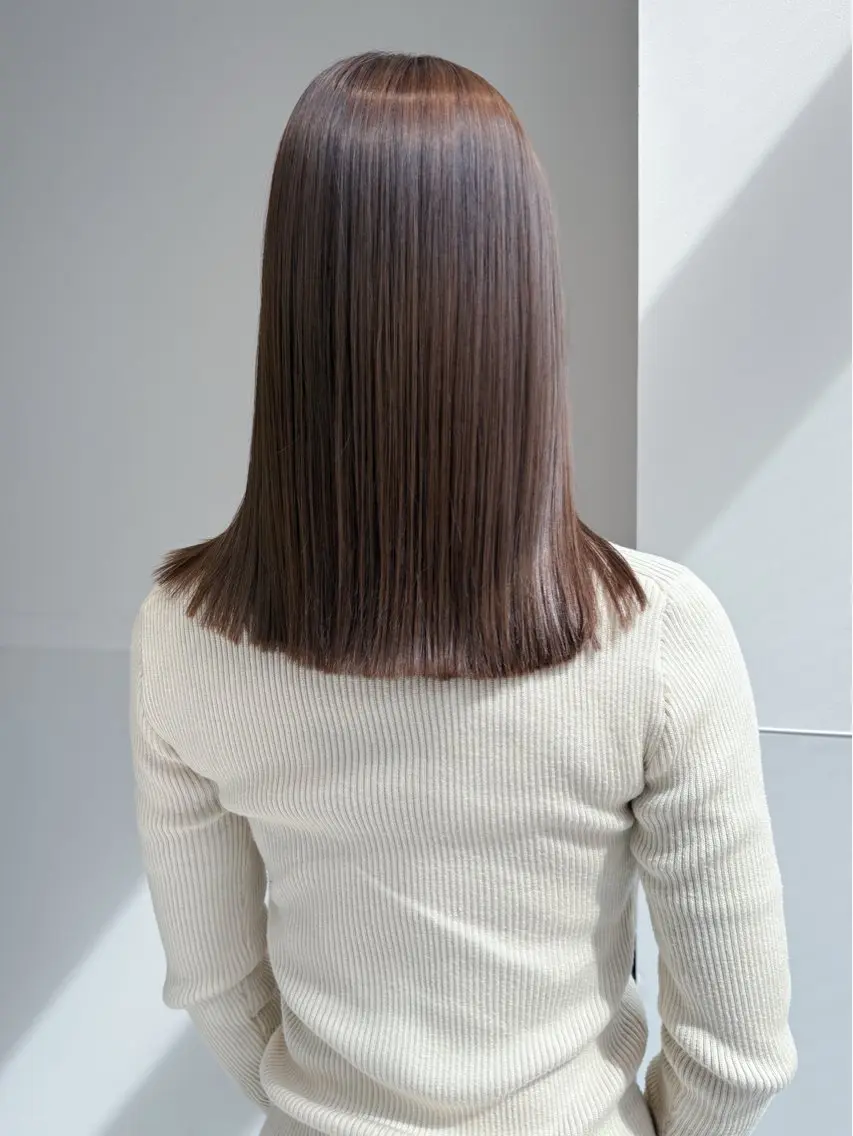 【縮毛矯正】カット+ケアストレート+トリートメント✨【髪質改善】【美髪矯正】【縮毛矯正】 【切りっぱなしヘア】の写真