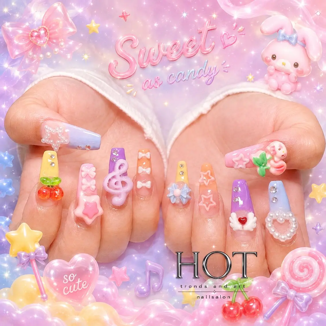 ネイル アートネイル オーロラネイル クリアネイル 長さ出し フレンチネイル ハンドネイル HOT Nail Salonのネイルデザイン
