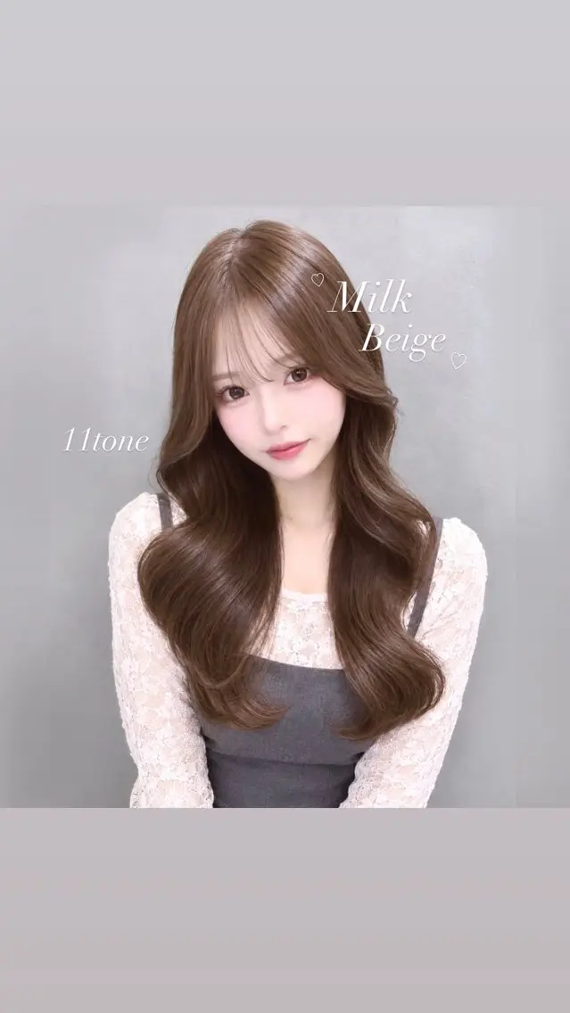 ロング カラー ベージュカラー ミルクティーベージュ ヘアカラー トリートメント girly上品ヘア 🎀/ベージュikuのヘアスタイル