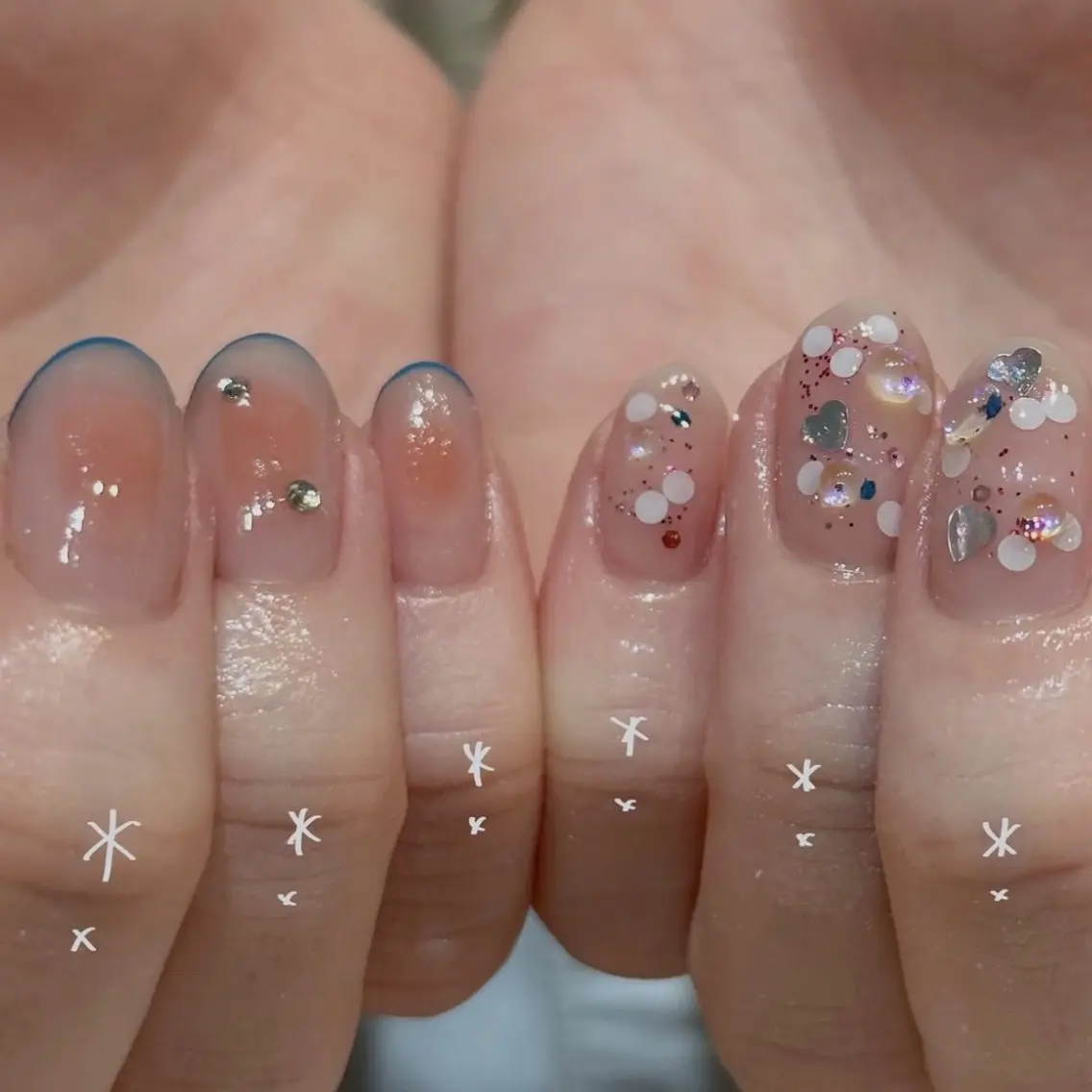 ネイル チークネイル キラキラネイル マグネットネイル ニュアンスネイル ピンク talo .のネイルデザイン