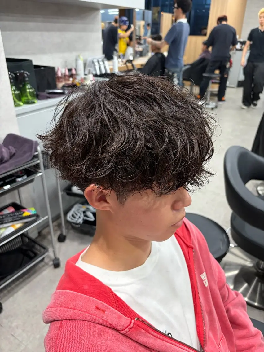 ショート パーマ メンズ メンズパーマ 波巻きパーマ カット パーマ メンズパーマカット 達人/涼のヘアスタイル
