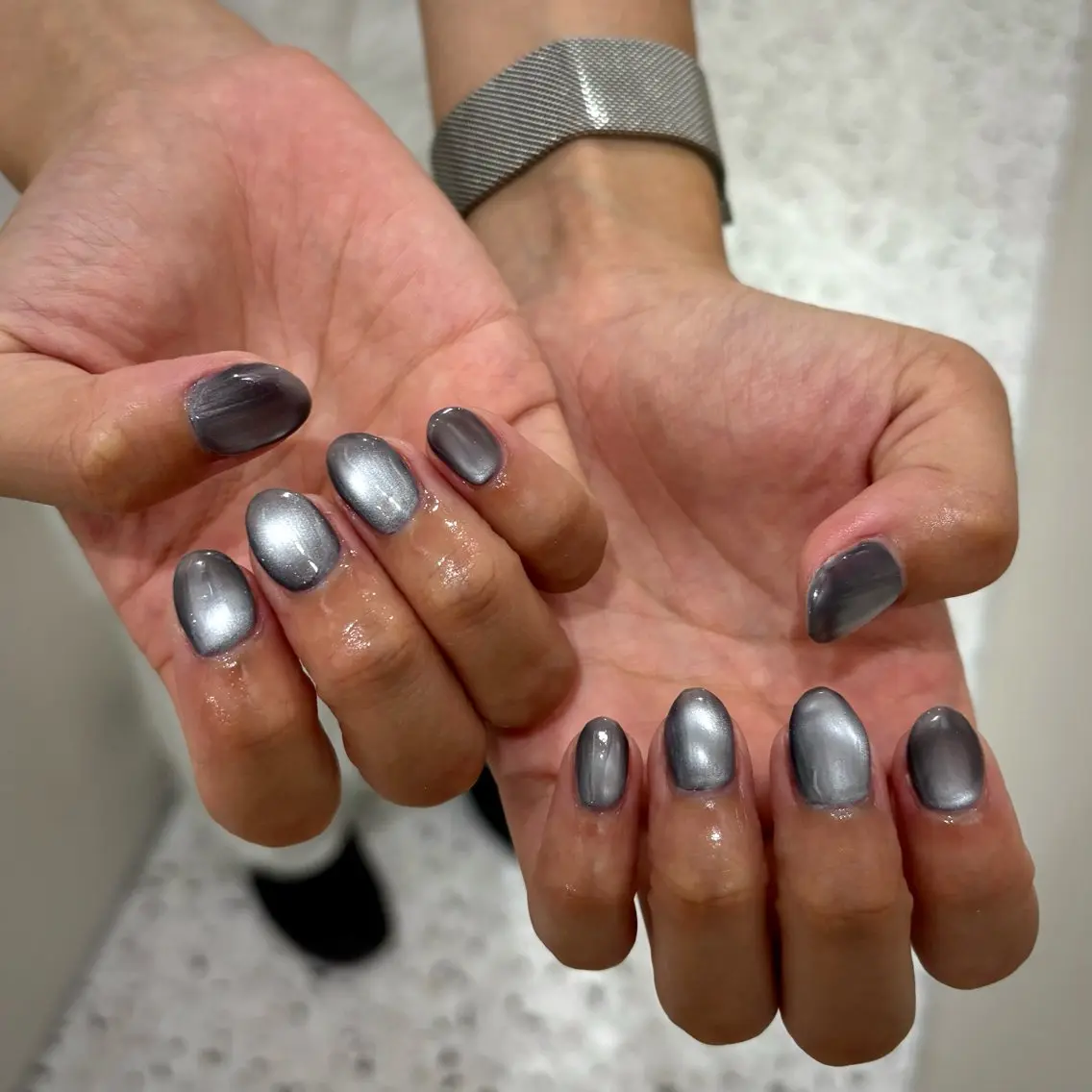 ネイル マグネットネイル メンズネイル ニュアンスネイル ワンカラーネイル シンプルネイル ハンドネイル あいり/ NailLife金山のネイルデザイン