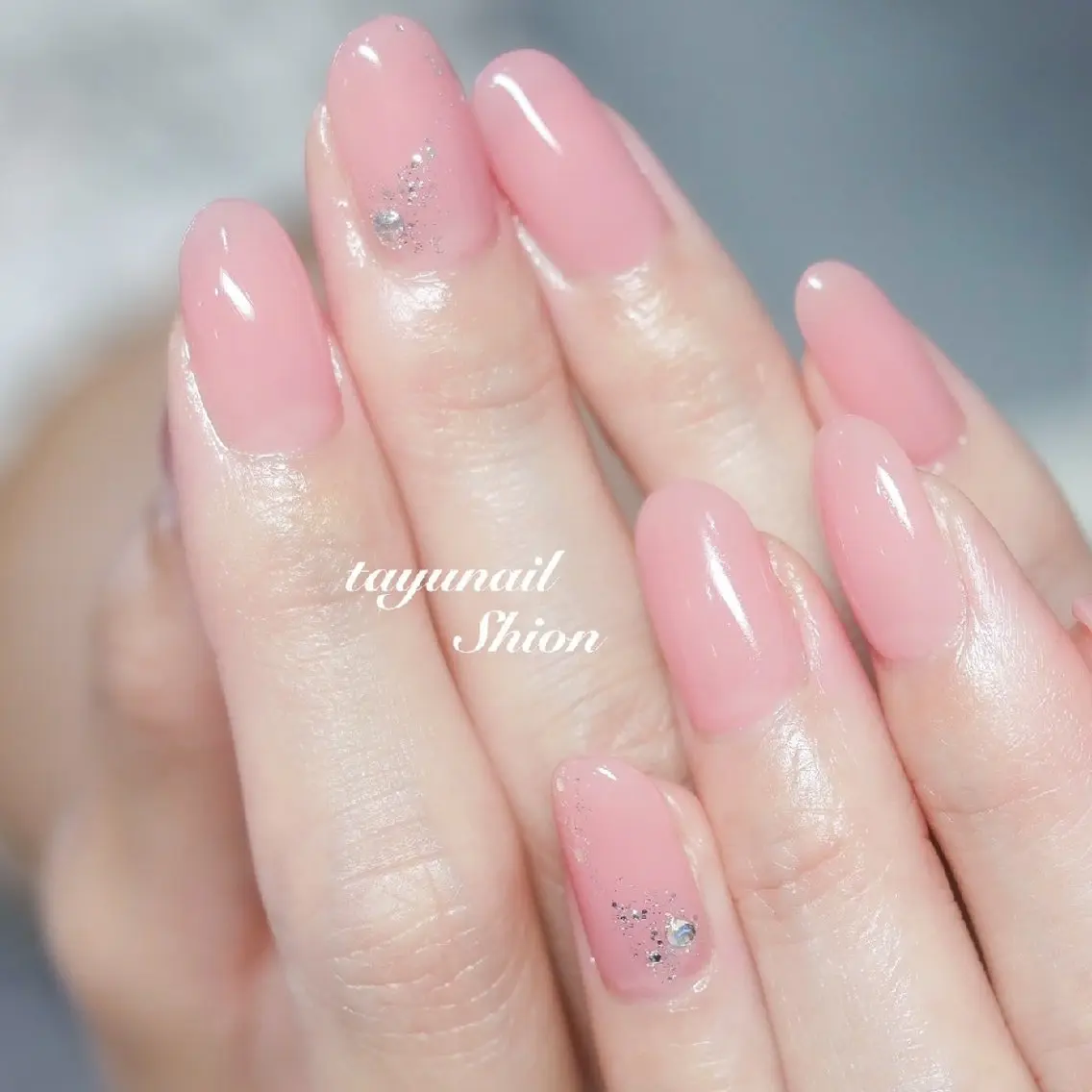 ネイル ジェルネイル パラジェル ピンク シンプルネイル 冬ネイル ネイルサロン 【たゆnail】のネイルデザイン