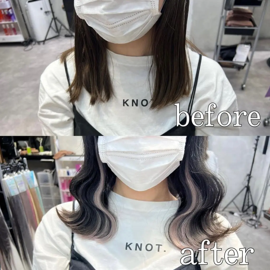 ミディアム カラー ヘアアレンジ シールエクステ アッシュ バレイヤージュ ベージュカラー ブリーチ ヘアカラー エクステ ar+ ❤︎ maiのヘアスタイル