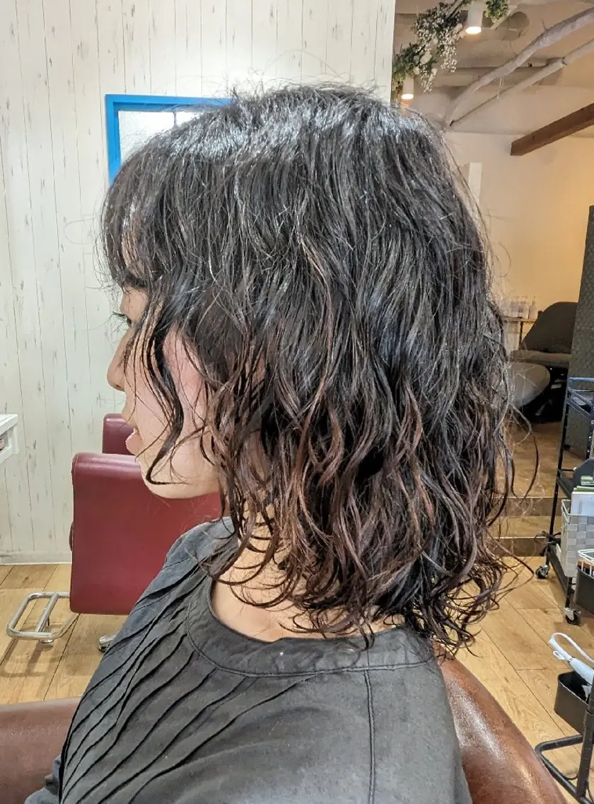 ミディアム パーマ ミディアムパーマ マルキーズ Sacoのヘアスタイル