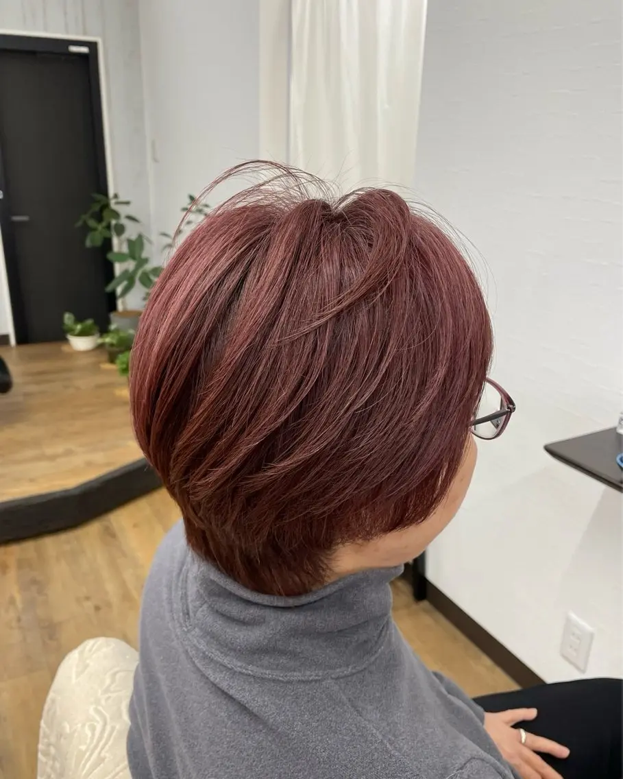 ショート カラー レッドカラー カット ヘアカラー 【hair mic】 植田隆文のヘアスタイル