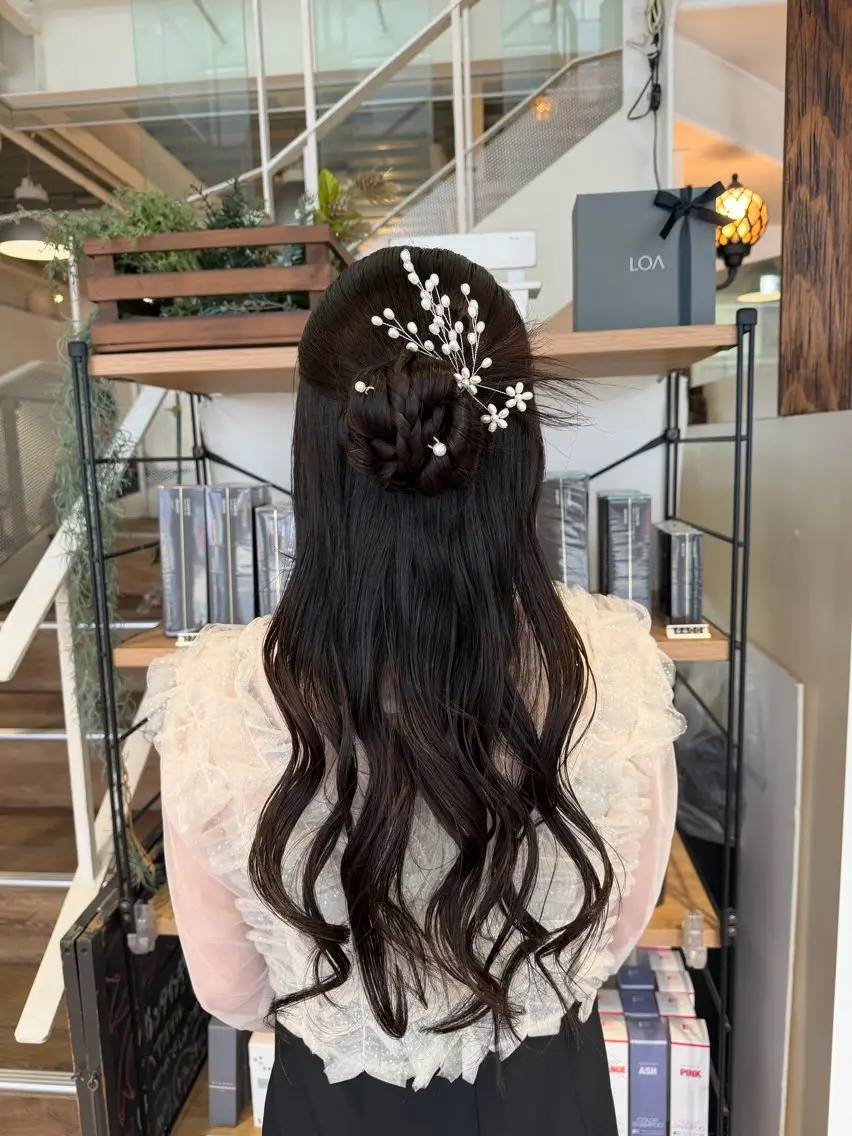 ヘアアレンジ ハーフアップ ヘアセット インナーカラー♡ Nanakoのヘアスタイル