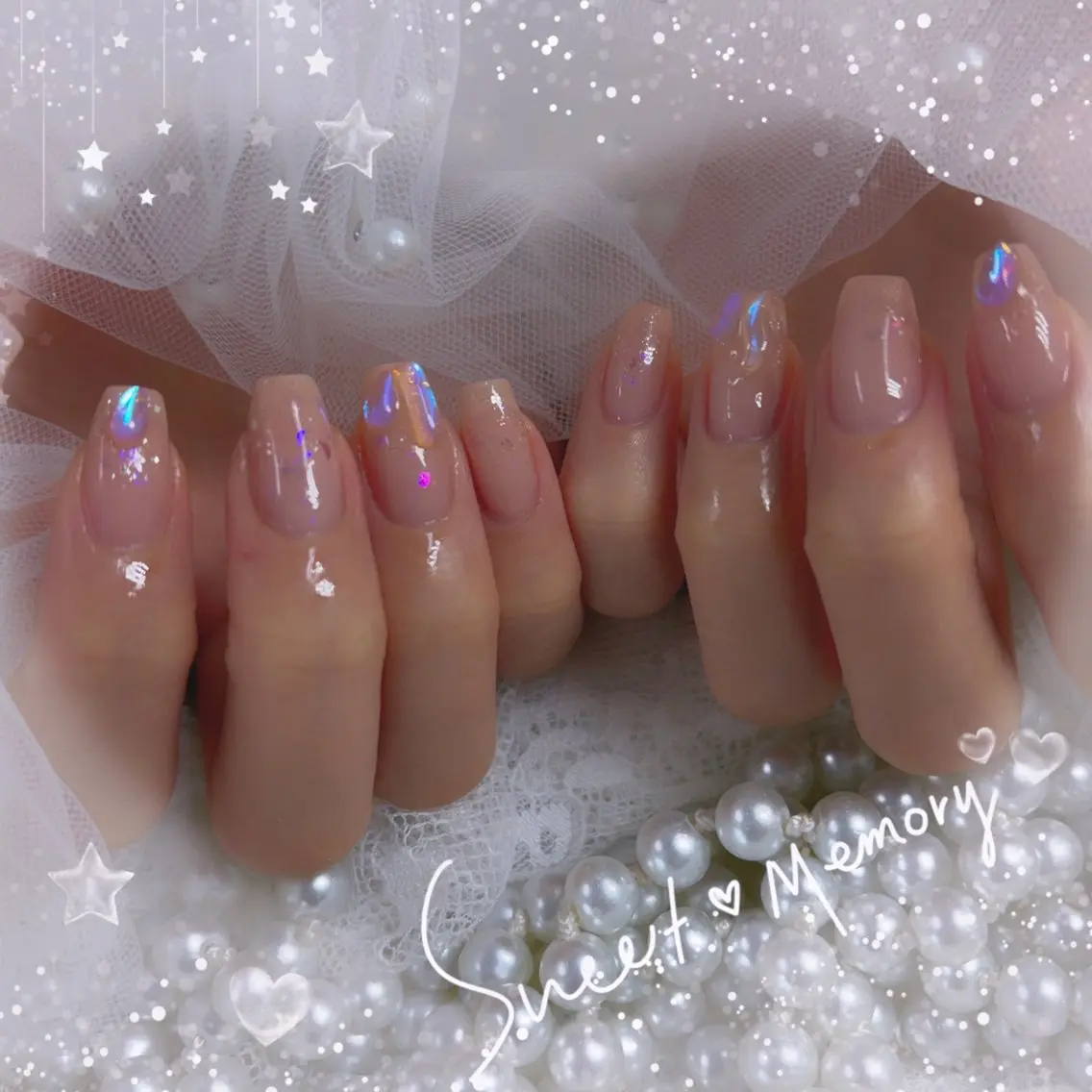 ネイル チークネイル フレンチネイル ガーリー ガラスフレンチ グラデーション ハンドネイル ハンドケア Chill Nailsalonのネイルデザイン
