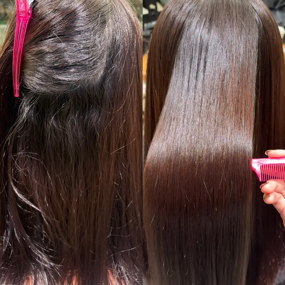 セミロング パーマ カット 縮毛矯正 トリートメント 艶カラー／縮毛矯正 ／kana‎🤍のヘアスタイル